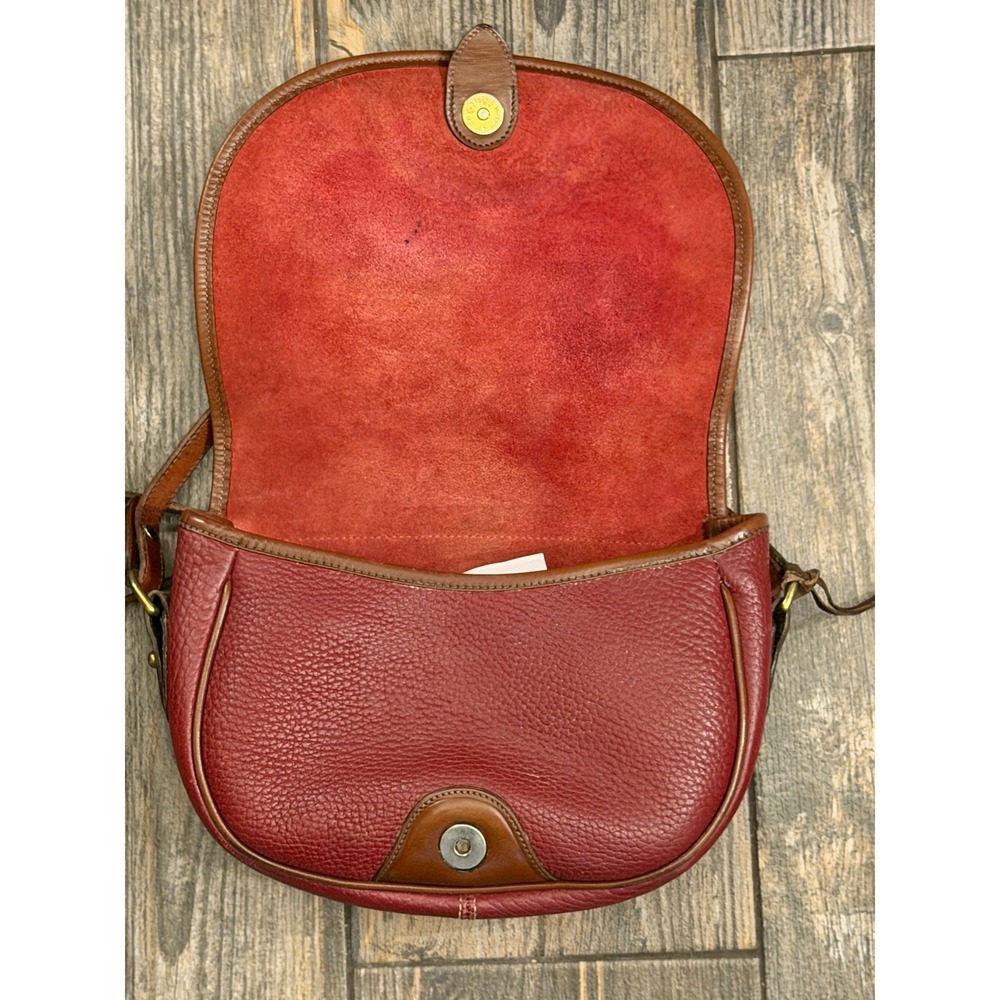 Dooney & Bourke Vintage All Weather Leather Crossbody Saddle Bag Burgundy Purse - Picture 7 of 14